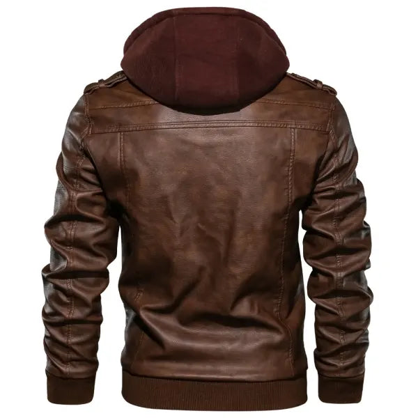 Mens Outdoor Cold-proof Motorcycle Leather Jacket- 23503