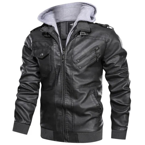 Mens Outdoor Cold-proof Motorcycle Leather Jacket- 23503