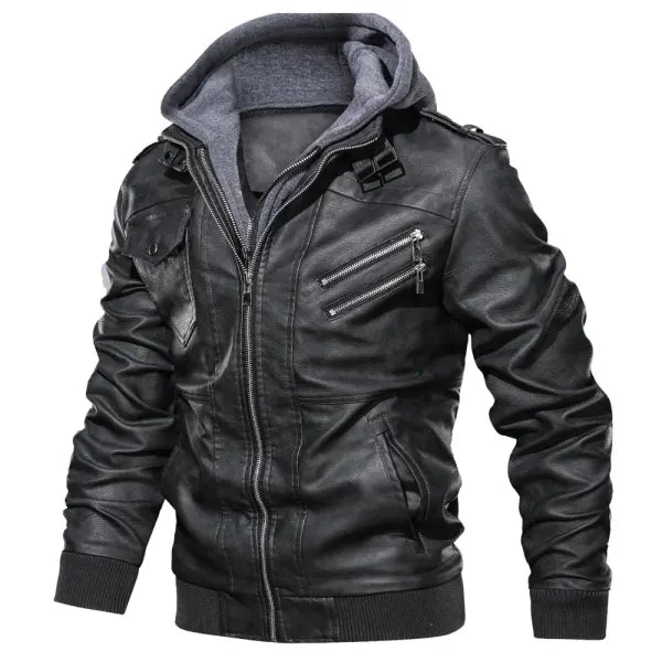 Mens Outdoor Cold-proof Motorcycle Leather Jacket- 23503