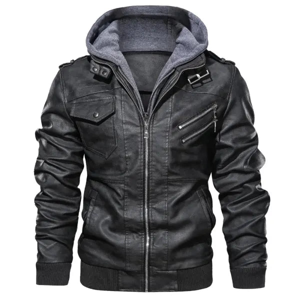 Mens Outdoor Cold-proof Motorcycle Leather Jacket- 23503