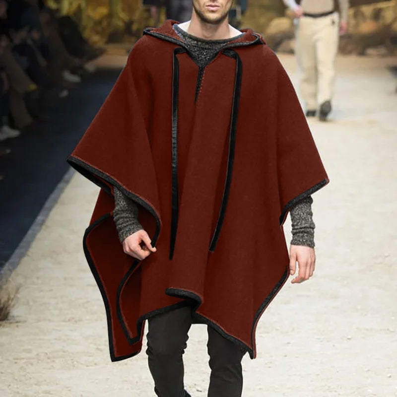 Men's trendy pullover cloak woolen coat - 23317