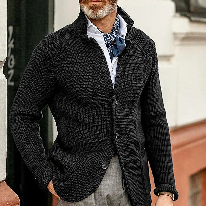 Men's stand collar cardigan knitted sweater - 23316