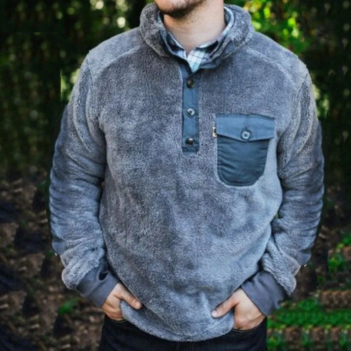 Men's Outdoor Vintage Plush Sweatshirt Jacket - 23320