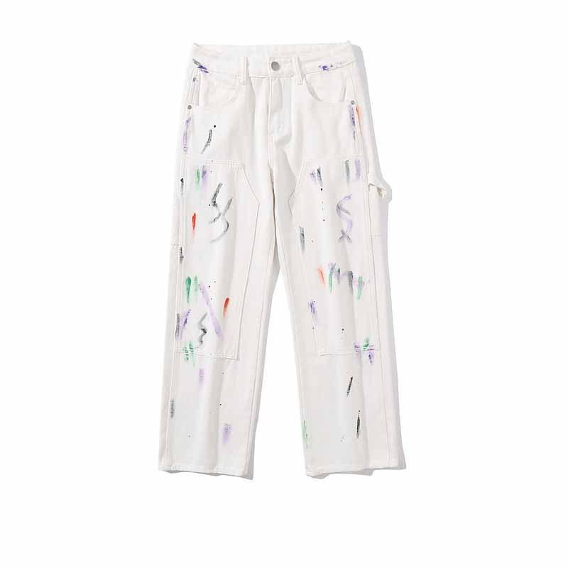 American High Street Graffiti Print Straight Jeans - 23123