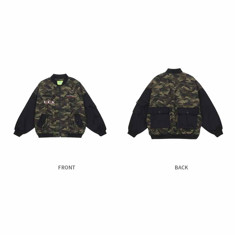 American Retro Camouflage Patchwork Baseball Jacket - 23121