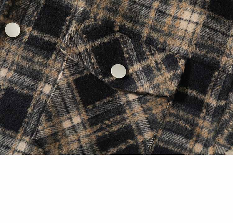 American Retro Plaid Lapel Shirt Jacket - 23118