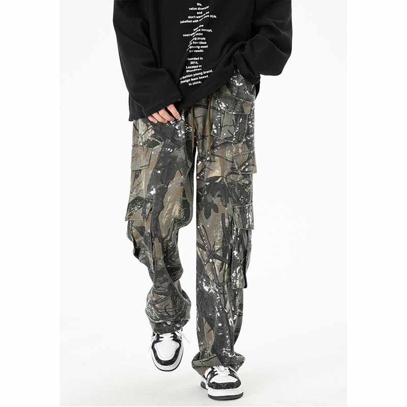 Retro Camouflage Multi-Pocket Cargo Pants - 23117