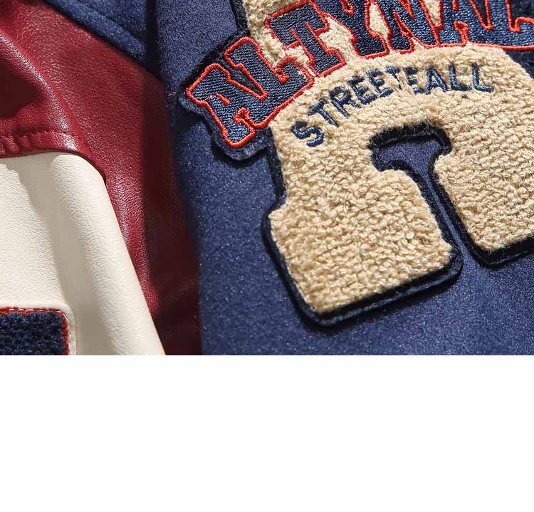 American Hip-Hop Lettering Patchwork Baseball Jacket - 23122