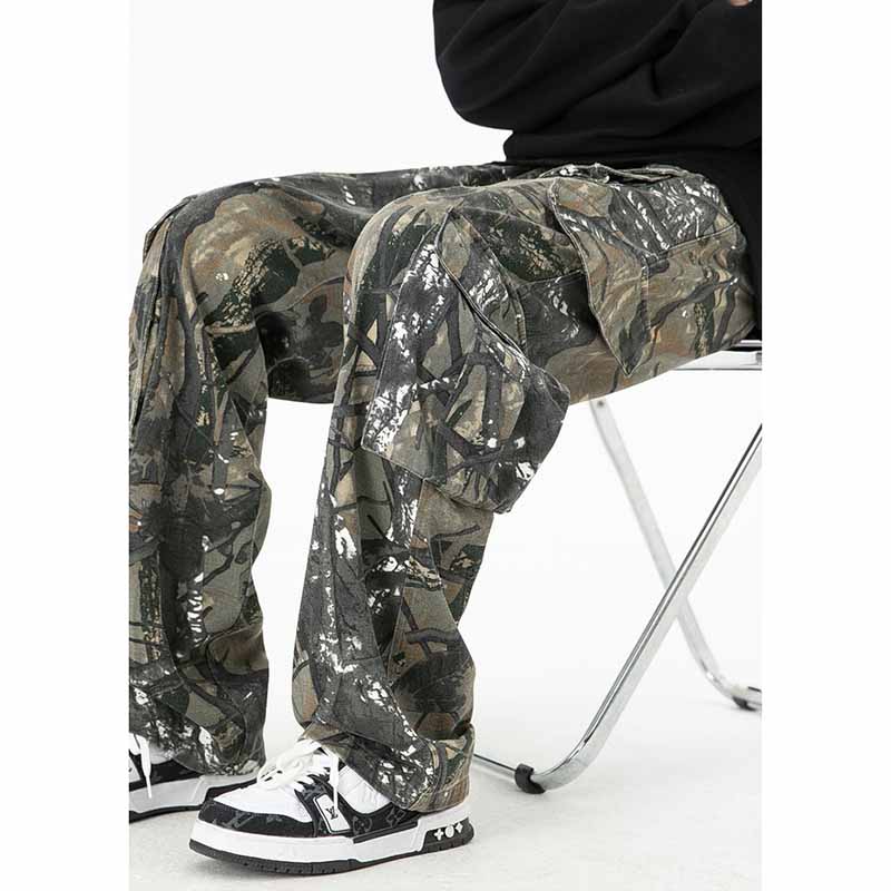 Retro Camouflage Multi-Pocket Cargo Pants - 23117