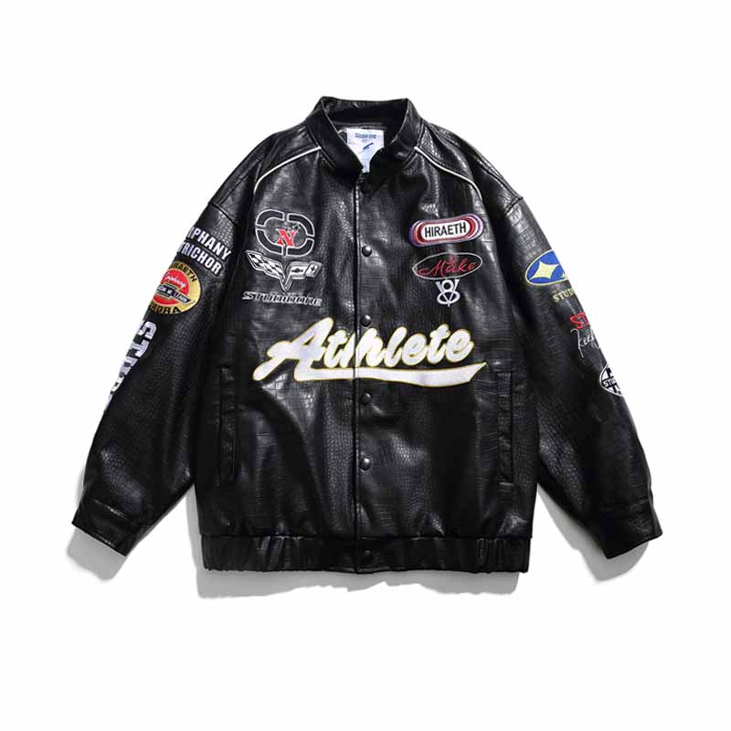 Embroidery Baseball Suit Motorcycle Jacket - 23128