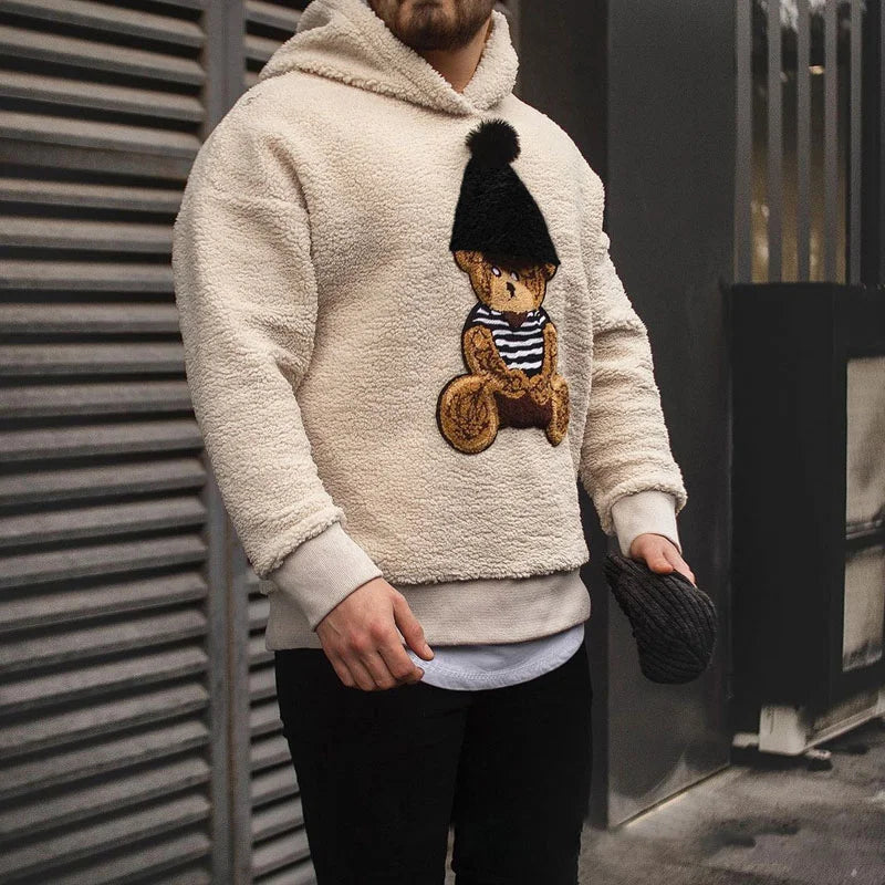 Men's Teddy Bear Warm Lamb Wool Hoodie - 23537