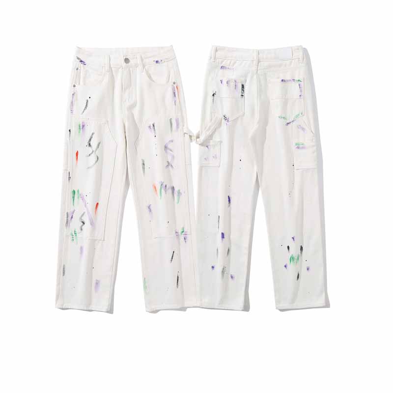 American High Street Graffiti Print Straight Jeans - 23123