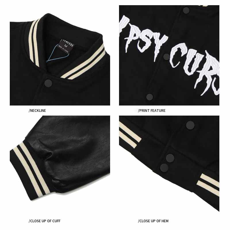 American Hip-Hop PU Leather Stitching Baseball Jacket - 23129