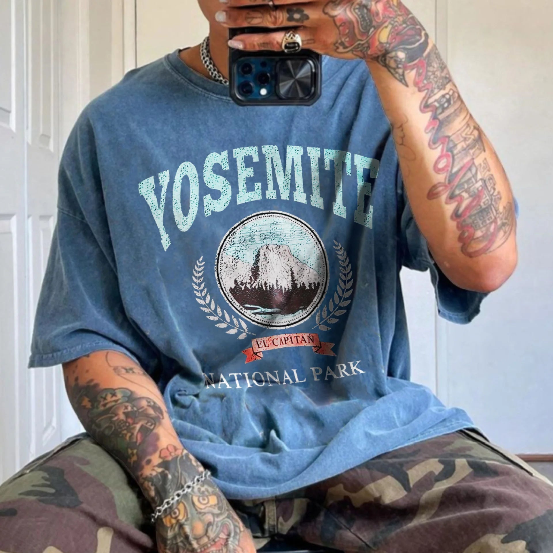 Men's Oversized Vintage 'YOSEMITE' Casual T-Shirt - 23517