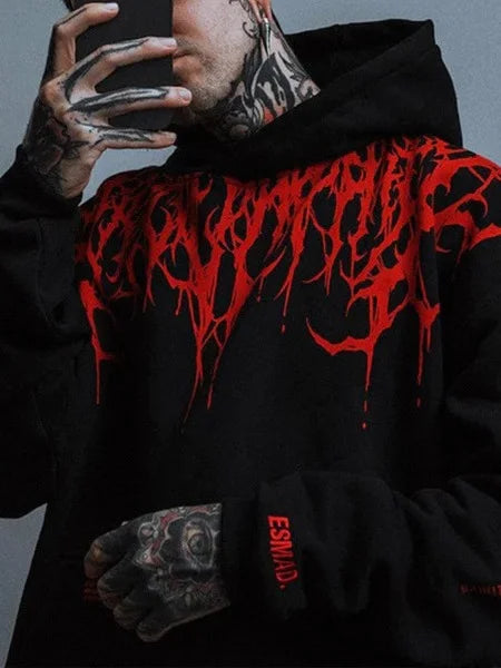 Evil Blood Oversize Large Pattern Hoodie - 23548