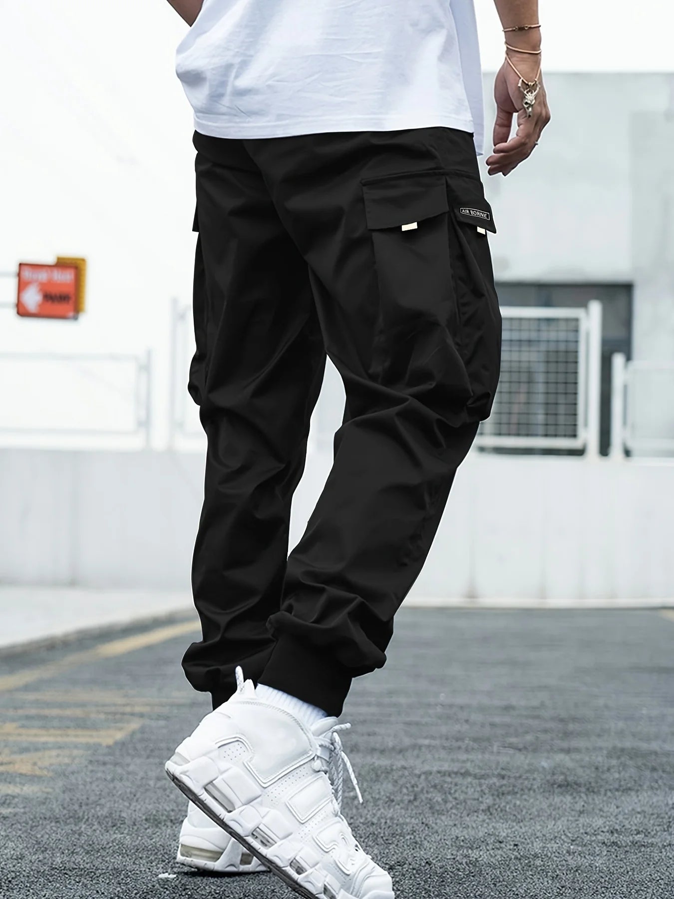 Men's Baggy Thin Flap Pockets Adjustable Drawstring Waist Cargo Pants Street Trendy - 24550