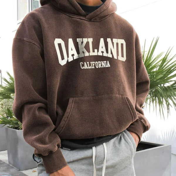 Retro Men's OAKLAND Casual Print Hoodie - 23403