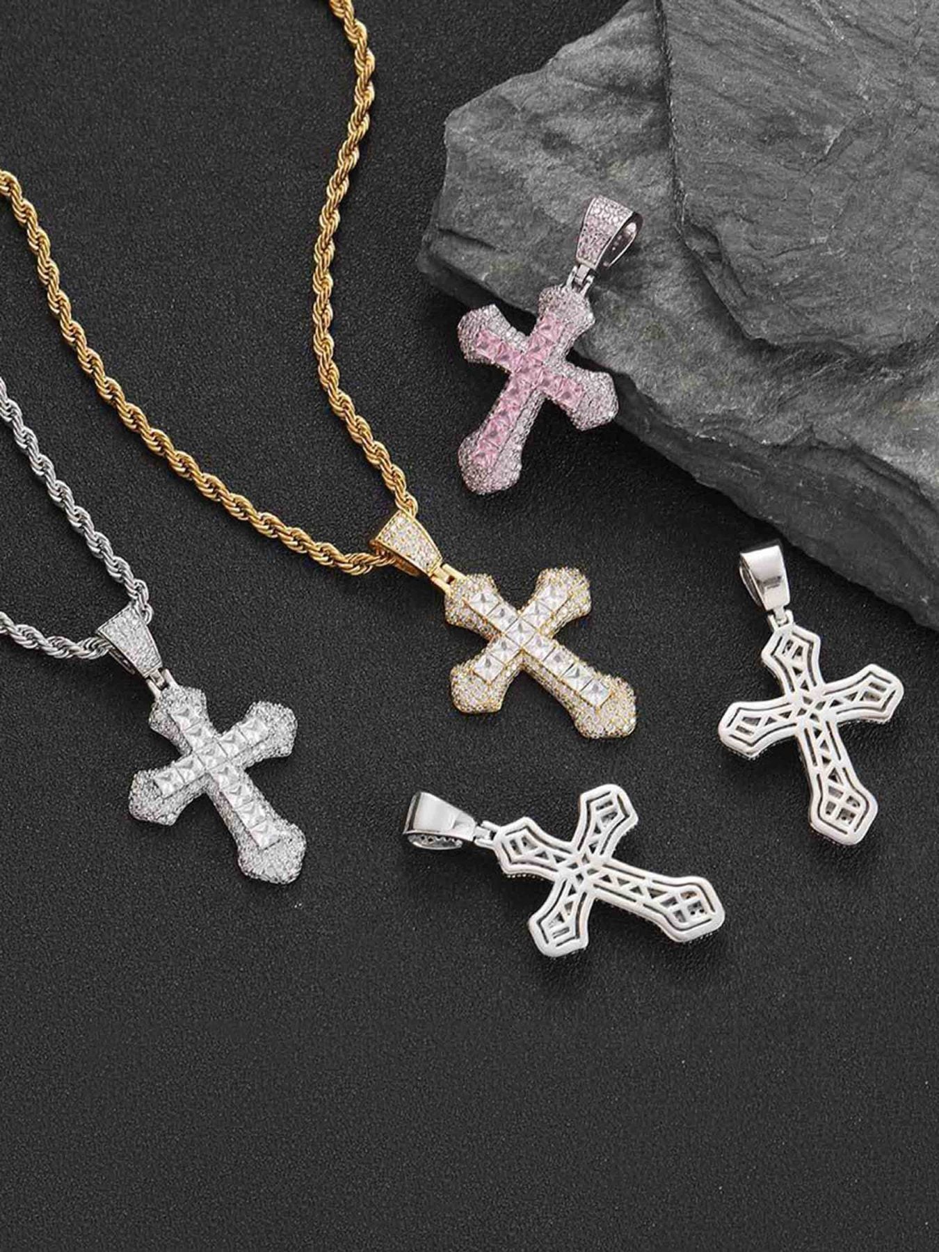 Crucifix Full Diamond Necklace - 23109