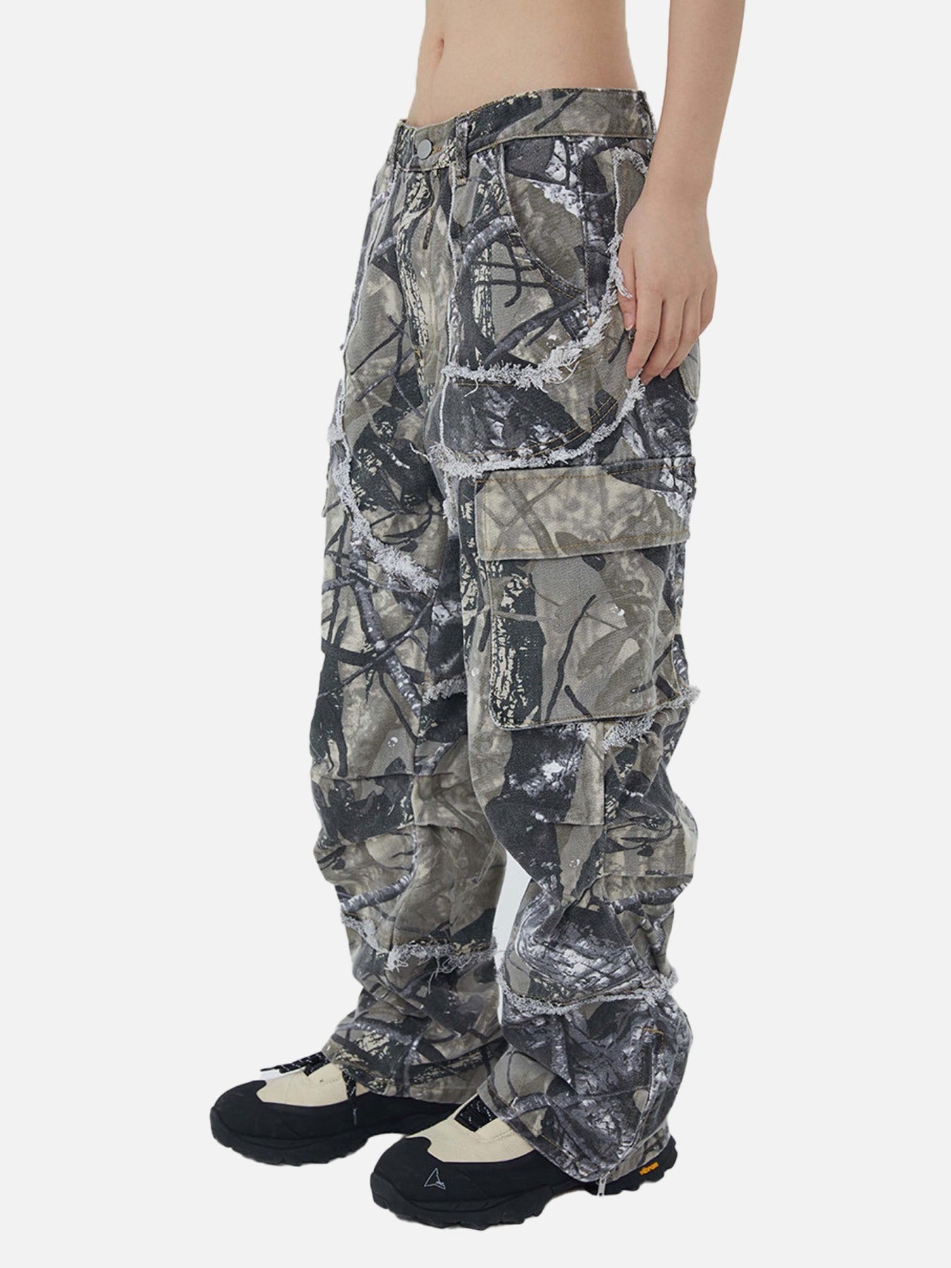 Jungle Camouflage Leaf Loose Fit Straight Leg Pants - 23153