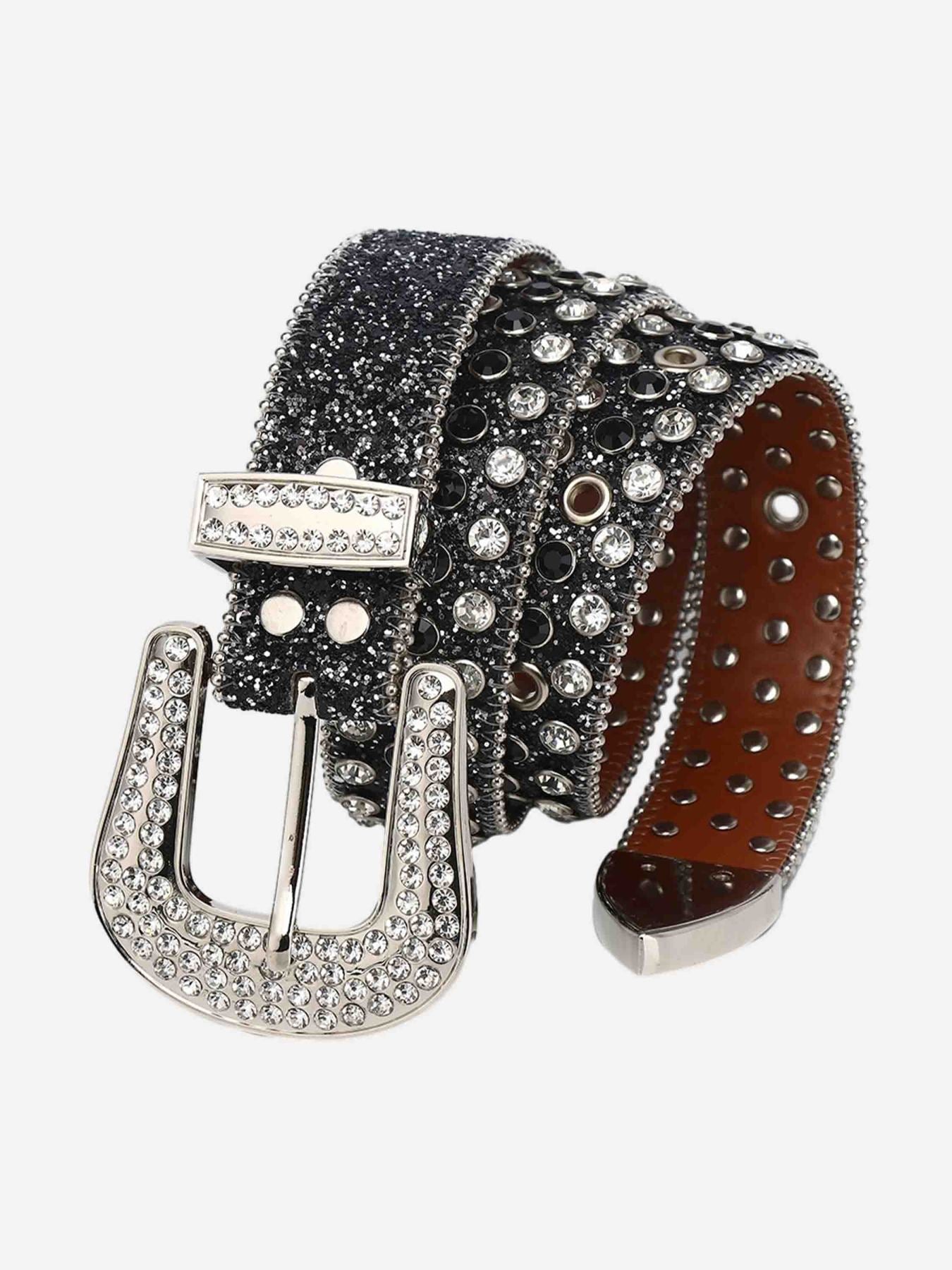 Studded Rhinestone Hip Hop Belt - 2347