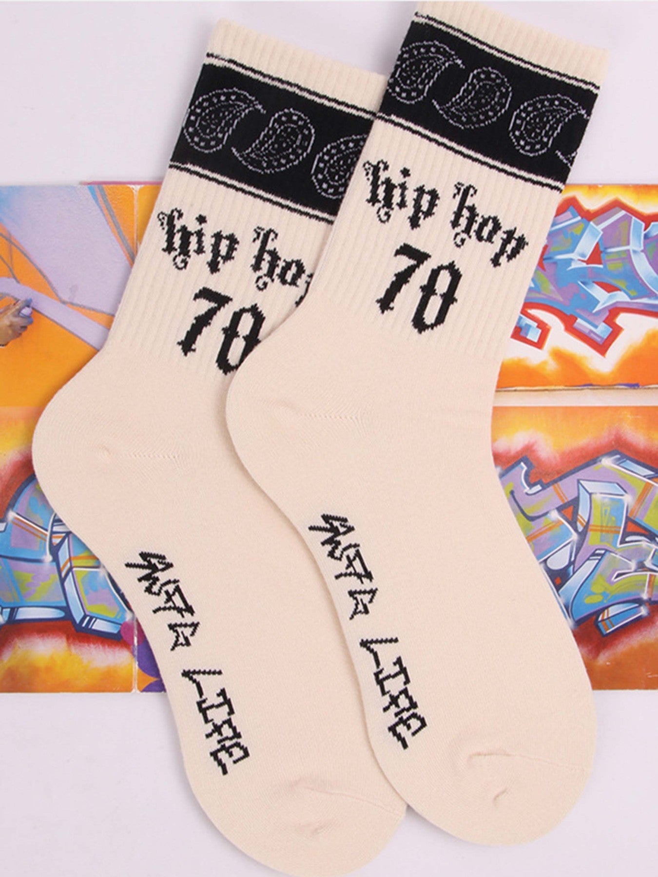 Cashew Flower Hiphop Medium-length Socks Cotton -2379