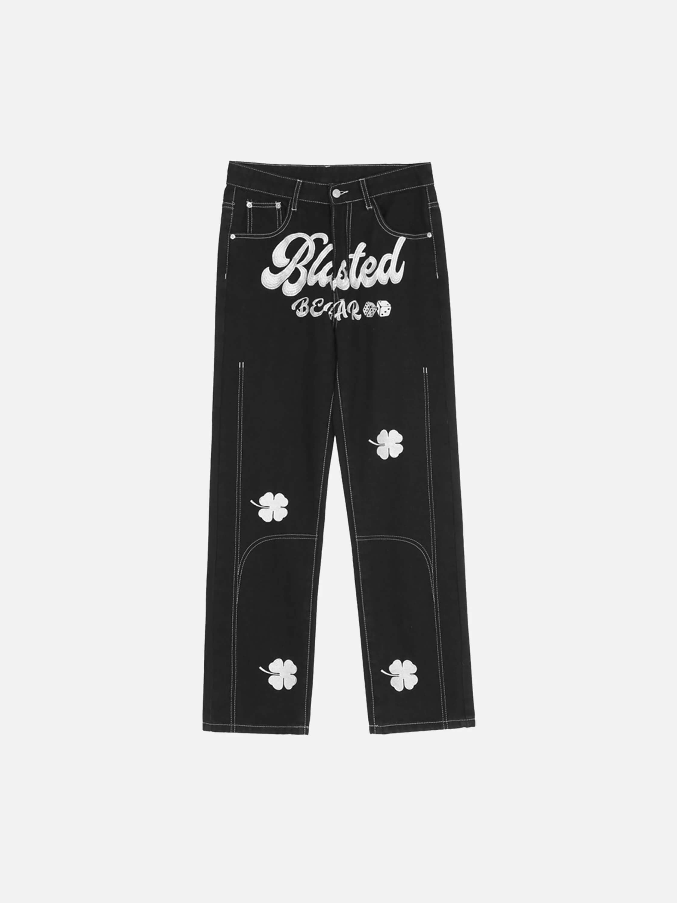 Lucky Clover Embroidered Jeans -2203