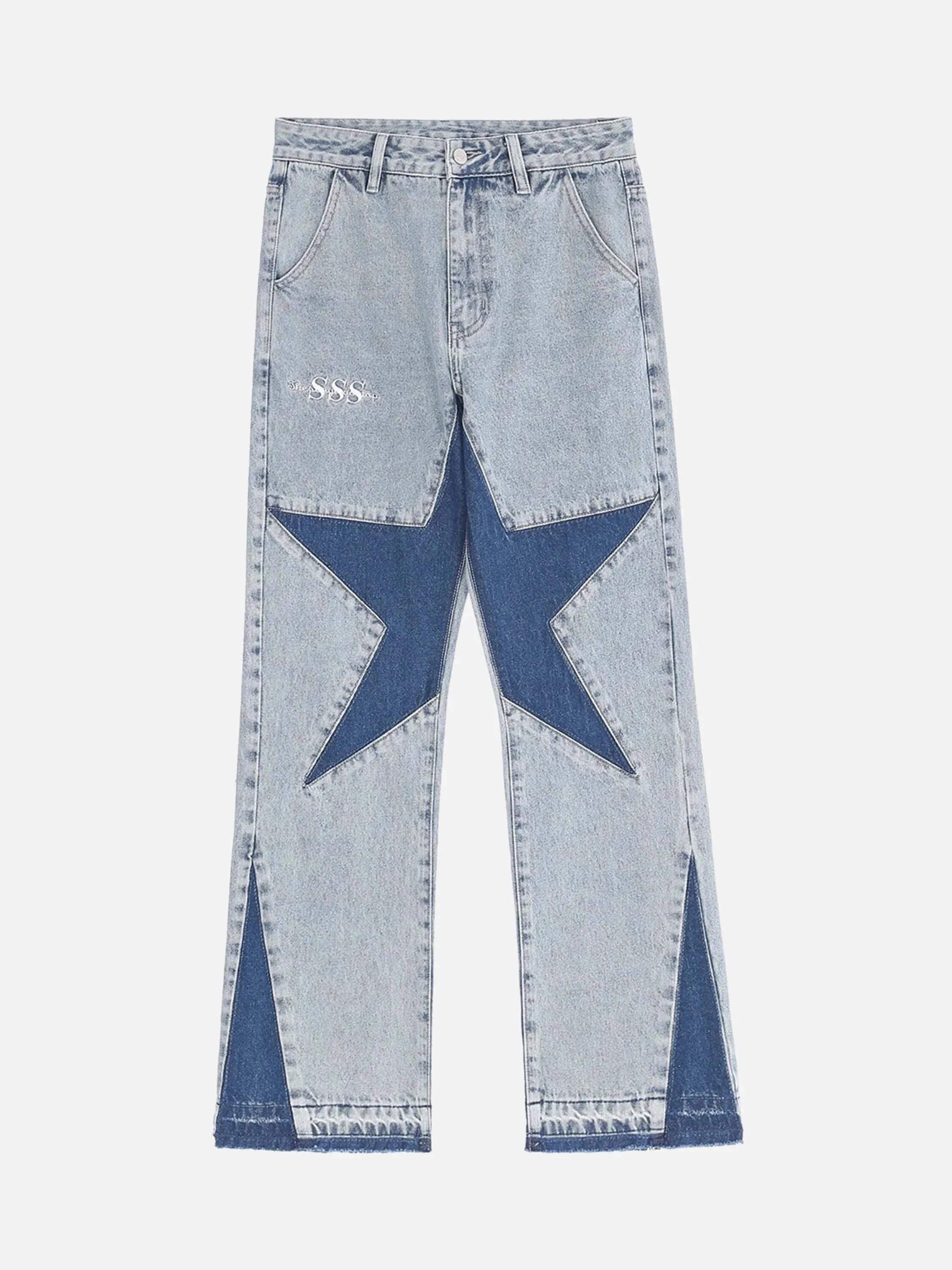 Patchwork Forked Five-pointed Star Jeans-2246