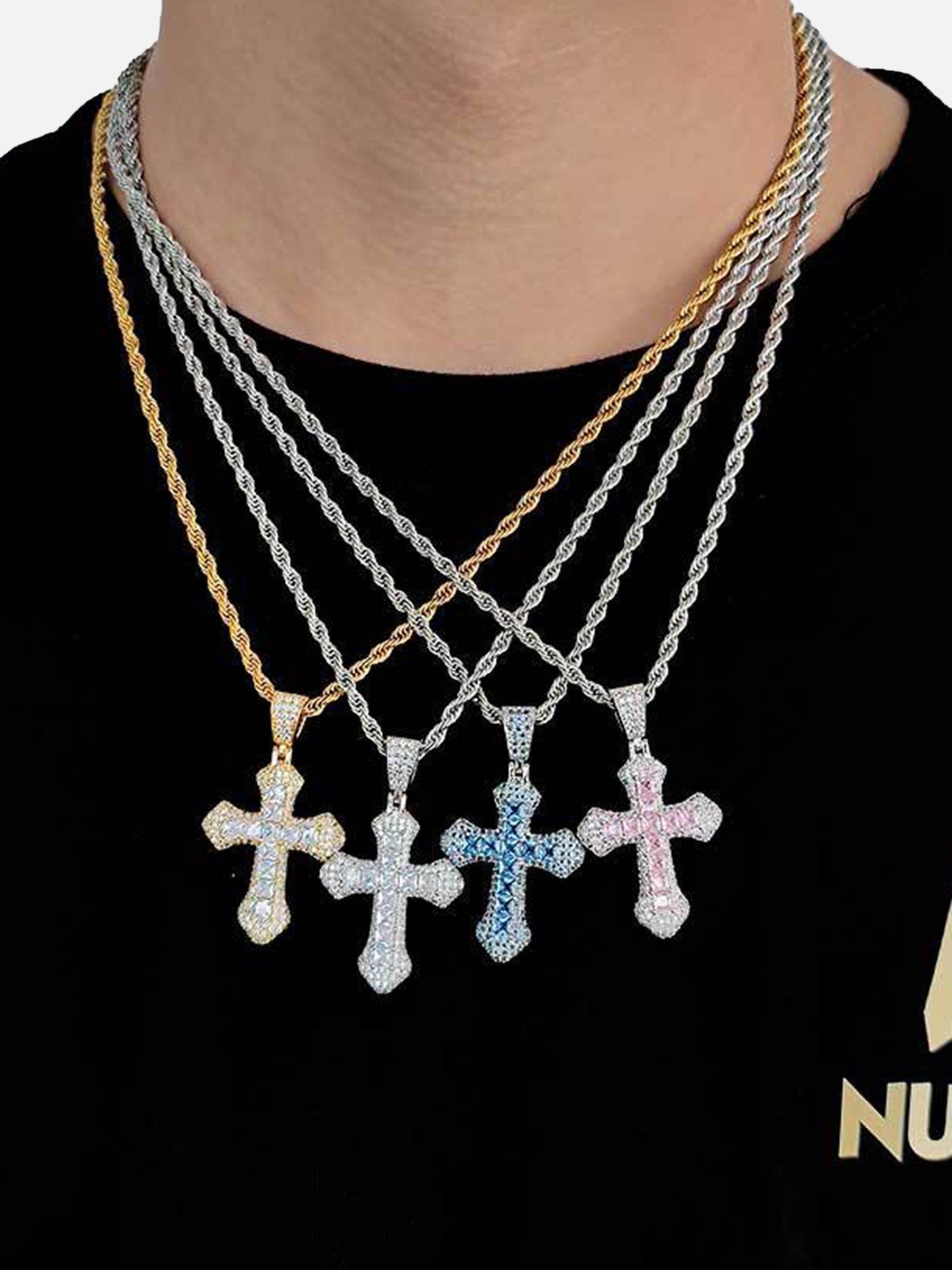 Crucifix Full Diamond Necklace - 23109