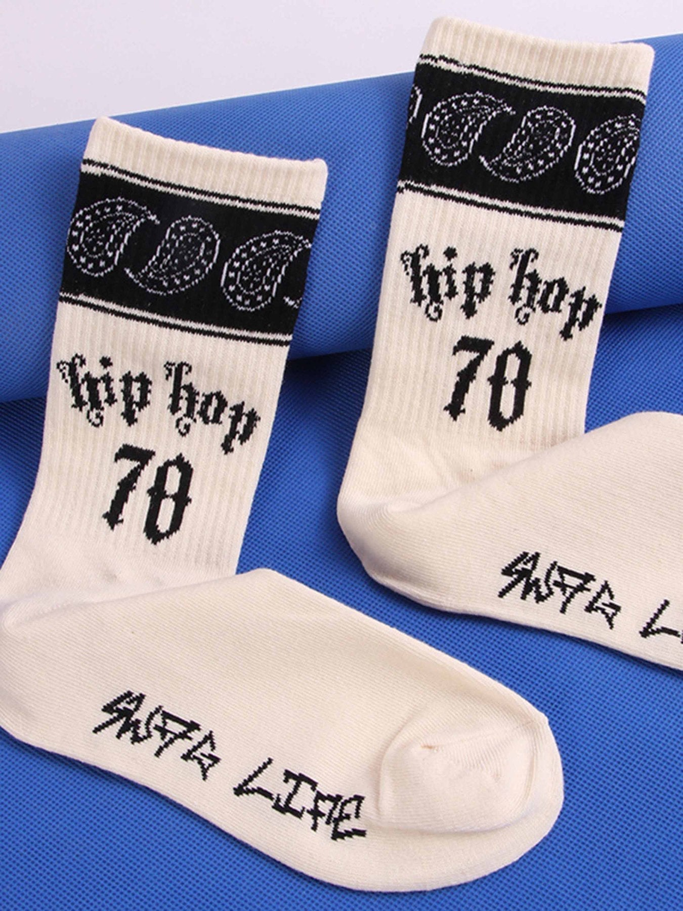 Cashew Flower Hiphop Medium-length Socks Cotton -2379