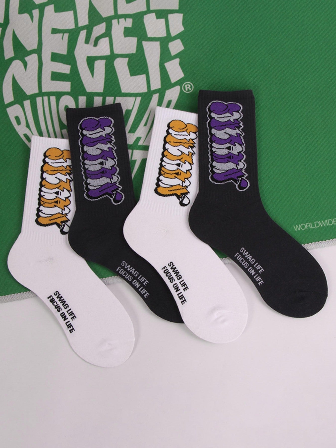 Hip-hop Hand-painted Graffiti Letters Socks - 2381