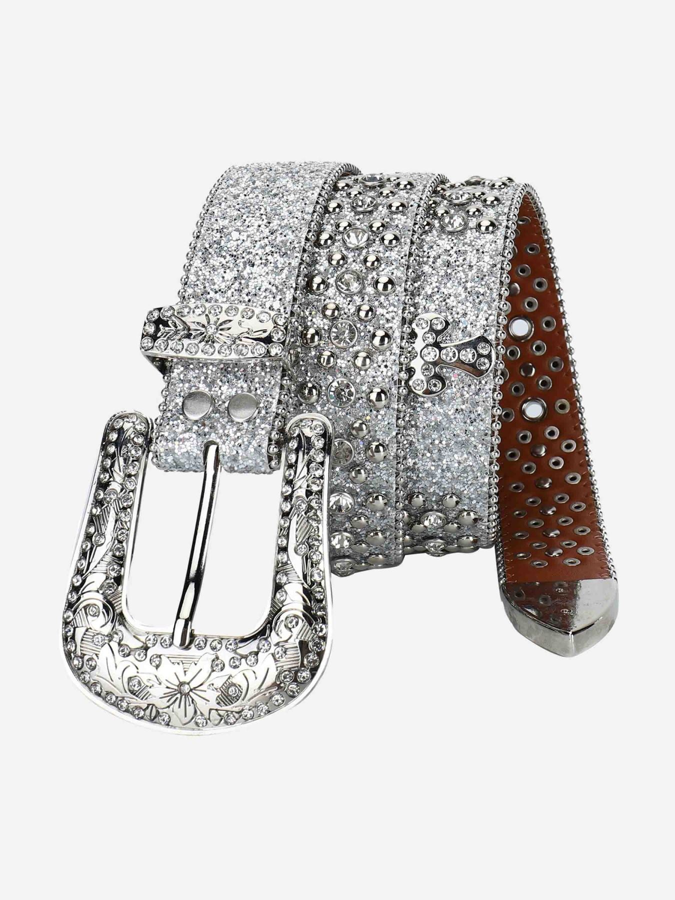 Studded Rhinestone Belt For Men - 2348