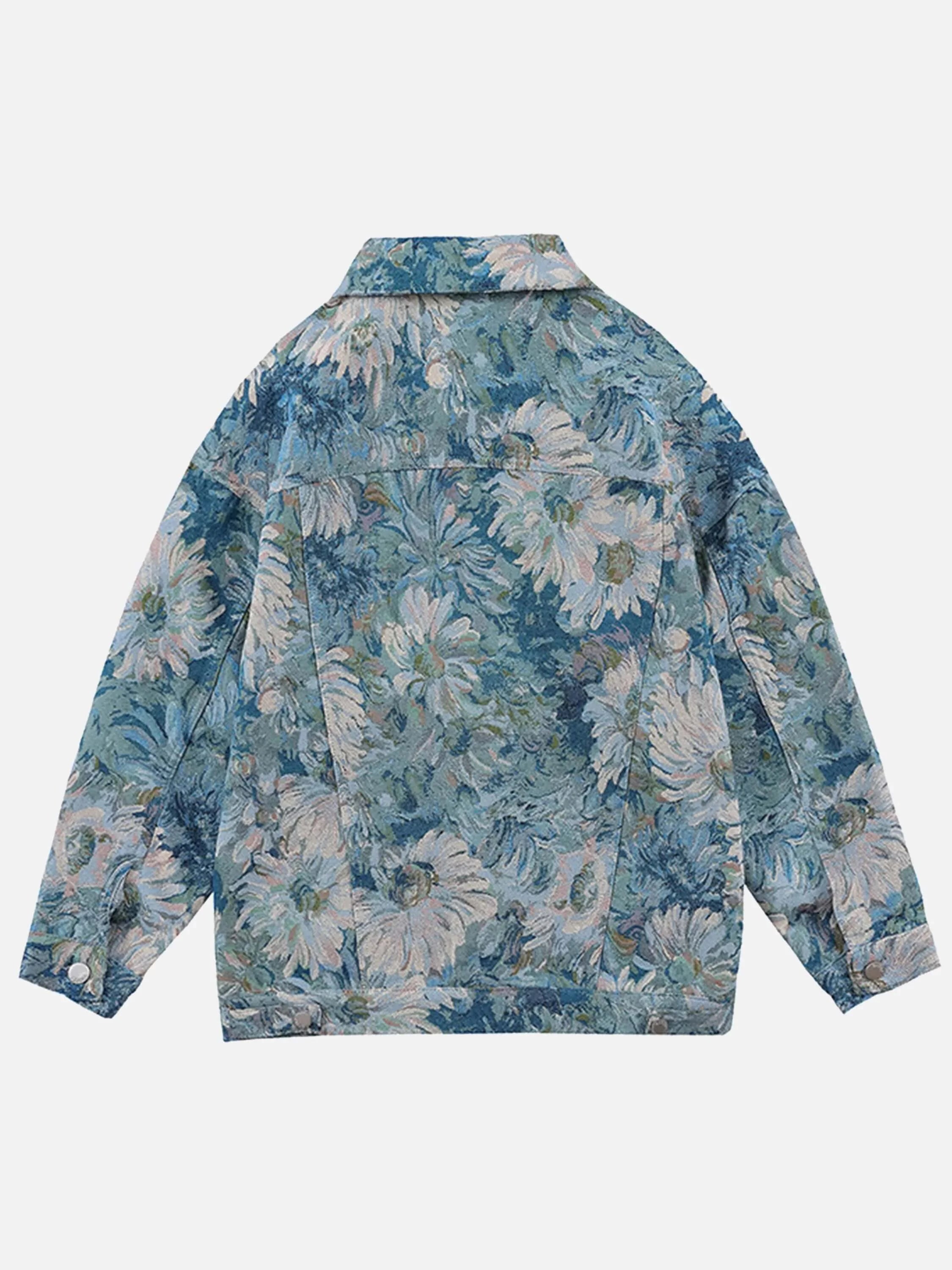 The Mudroads Oil Painting Jacquard Flower Denim Jacket -2255