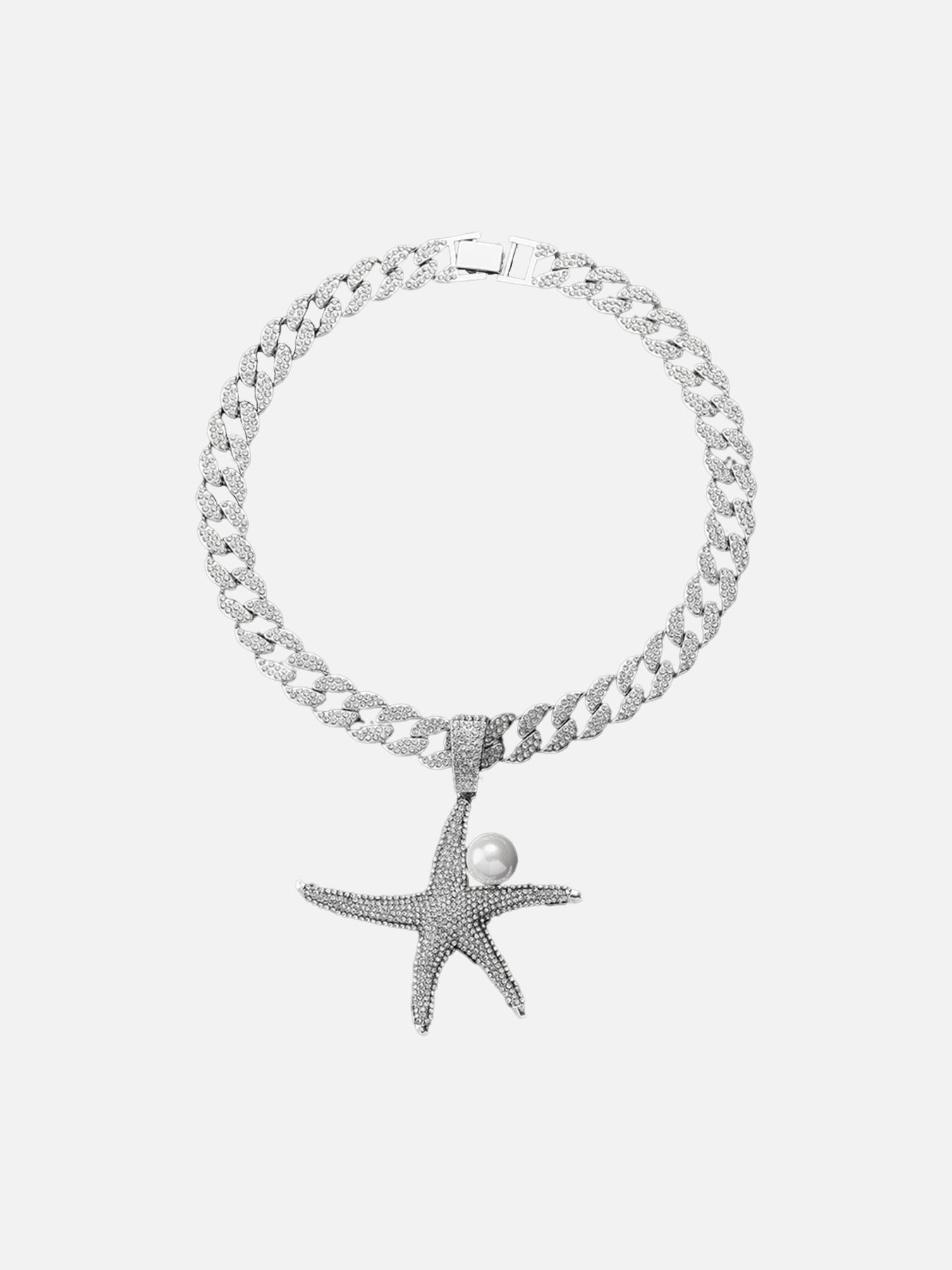 Full Diamond Starfish Pearl Cuban Necklace -2385