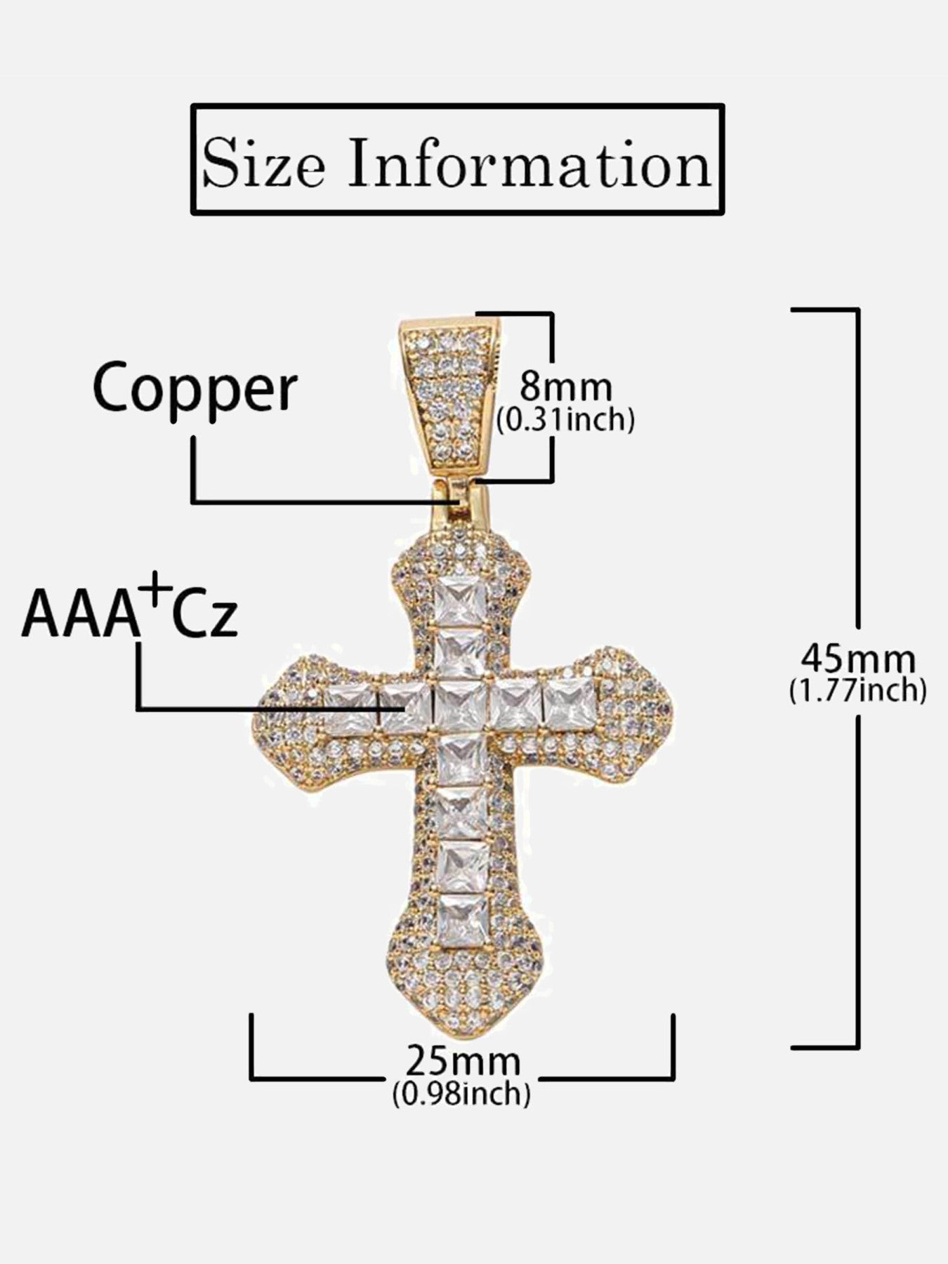 Crucifix Full Diamond Necklace - 23109