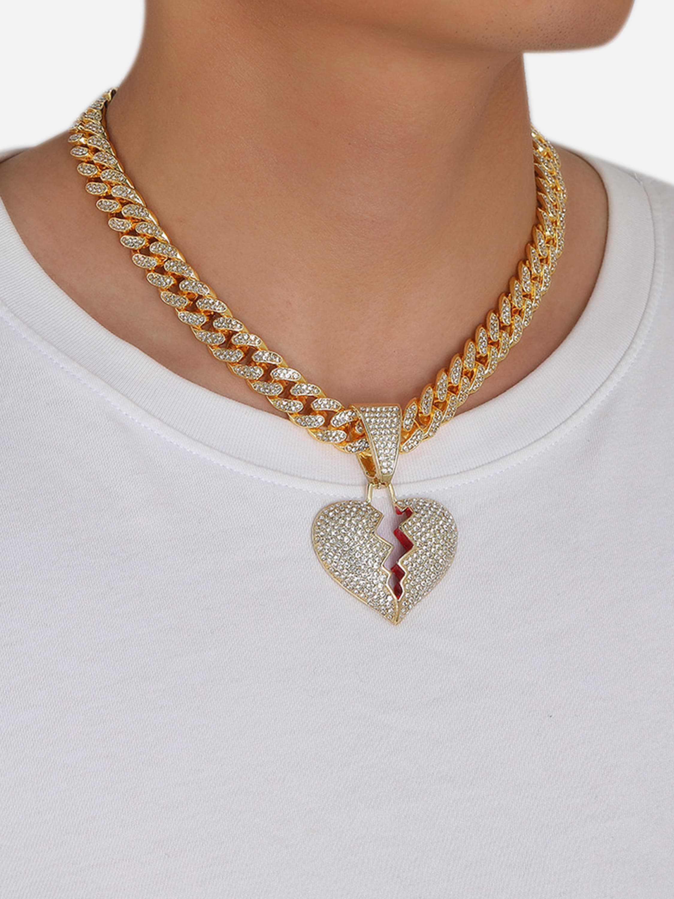 Heartbreak Hip-hop Cuba Chain Necklace-2399