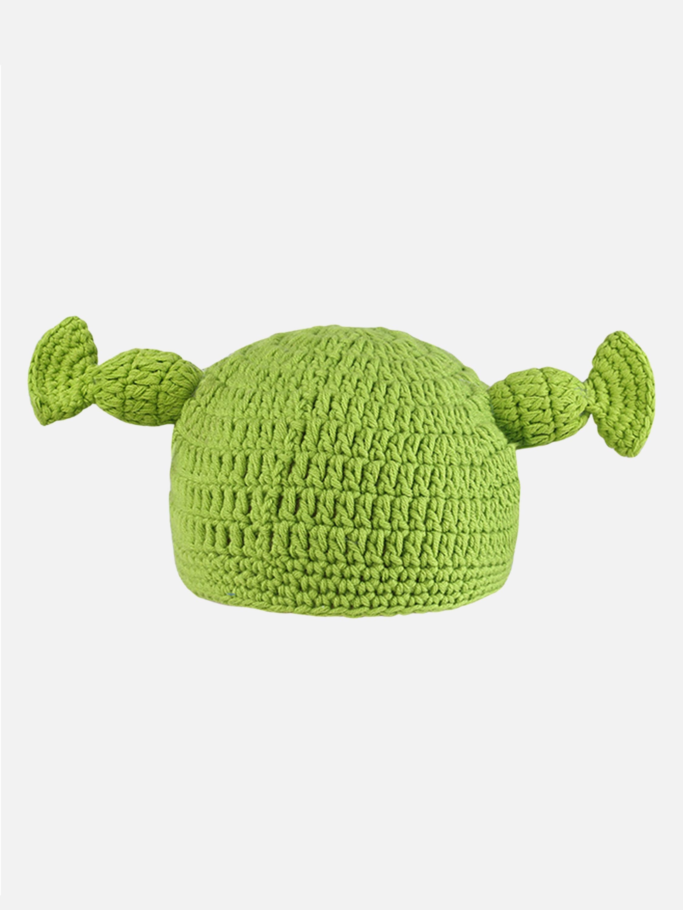 Fashion Fun Hand Knitting Green Cartoon Head Cover Knitted Cap - 2357