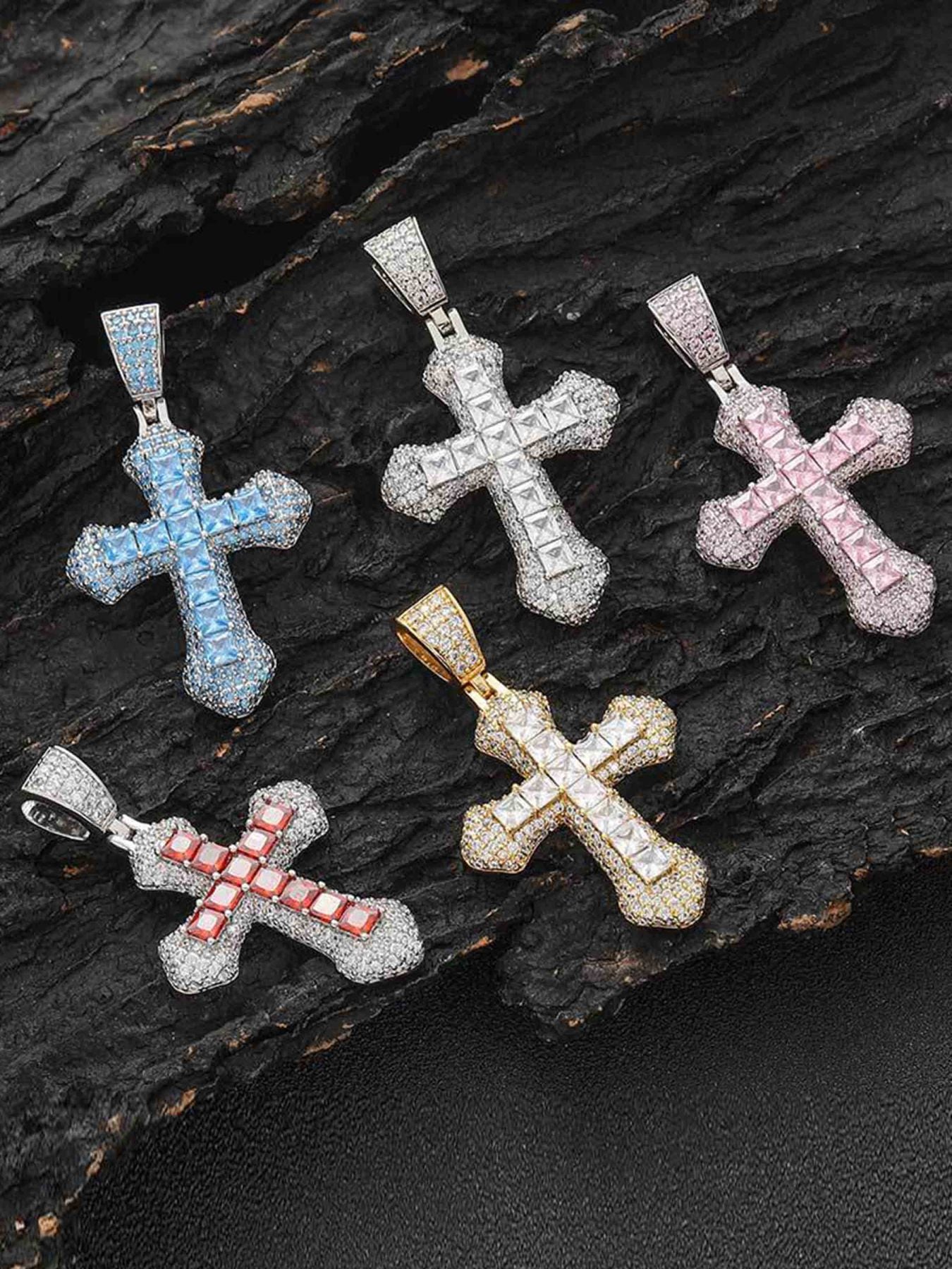 Crucifix Full Diamond Necklace - 23109