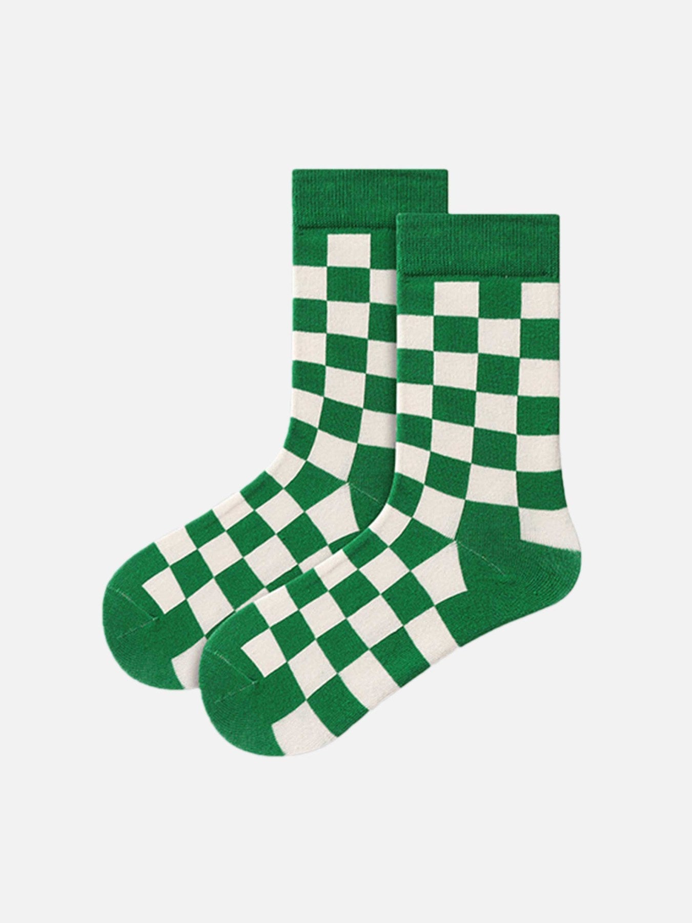 American Black And White Checkerboard Mid-calf Socks - 2369