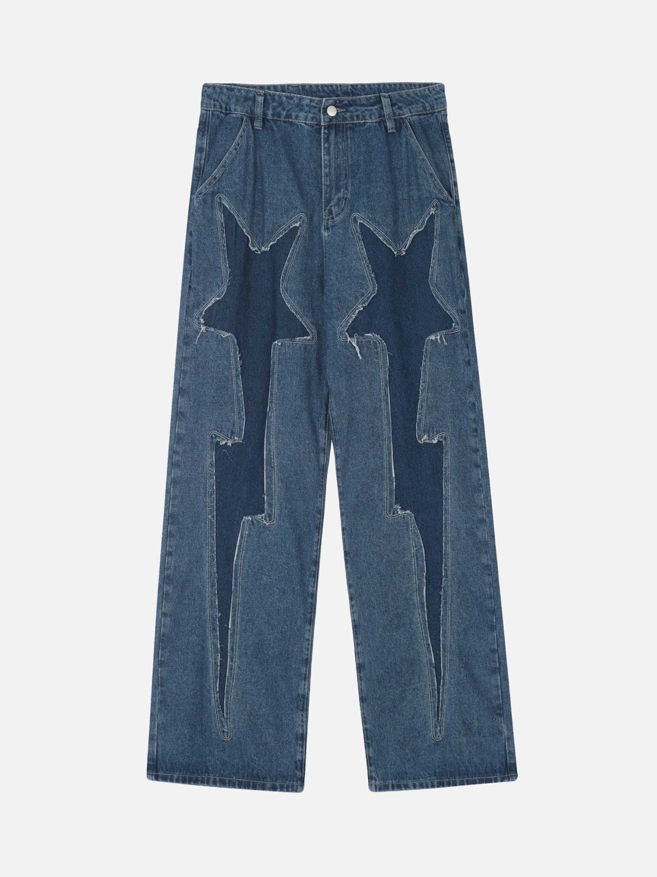 star embroidered jeans