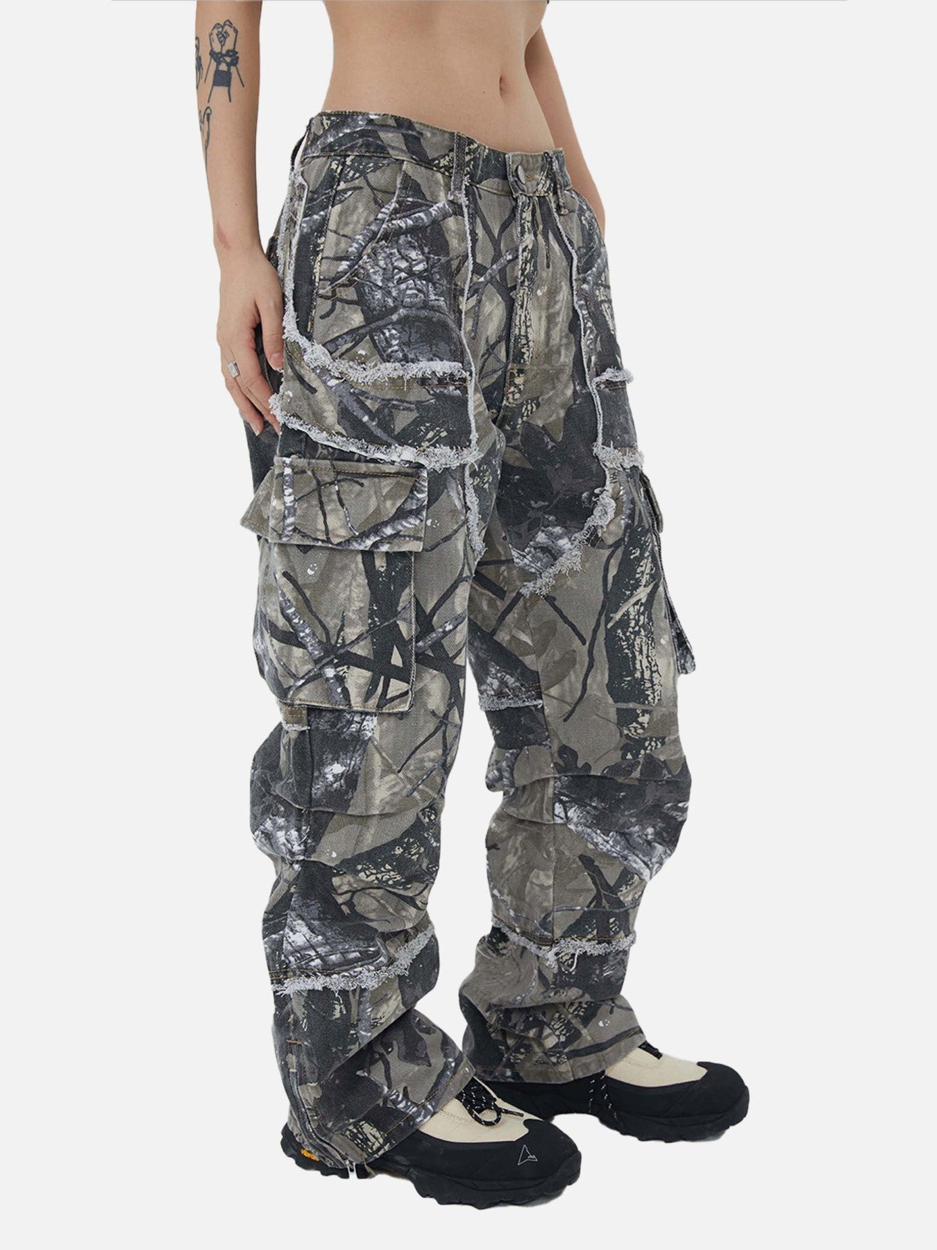 Jungle Camouflage Leaf Loose Fit Straight Leg Pants - 23153