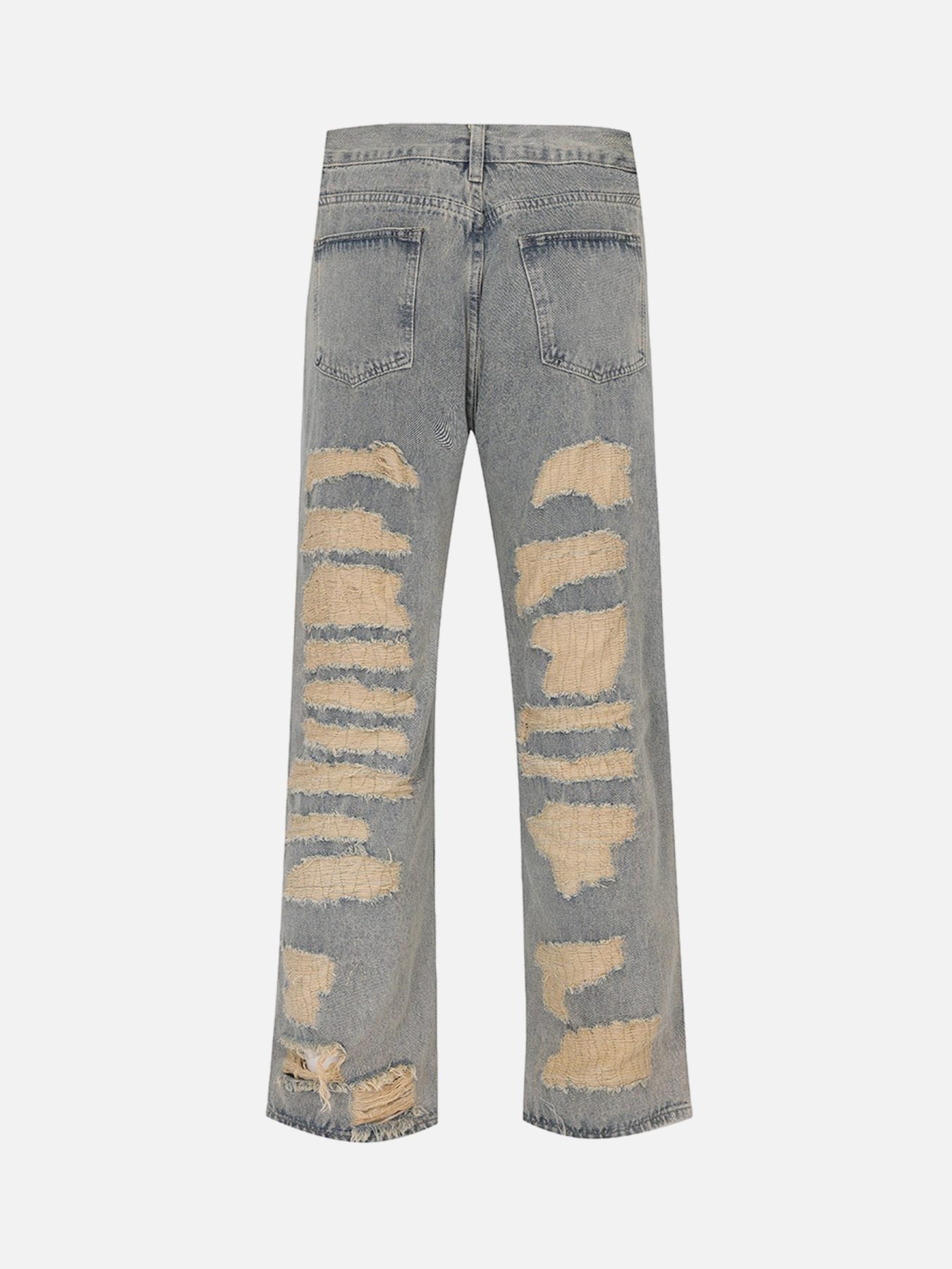 American Street Style Ripped Embroidered Jeans - 2342