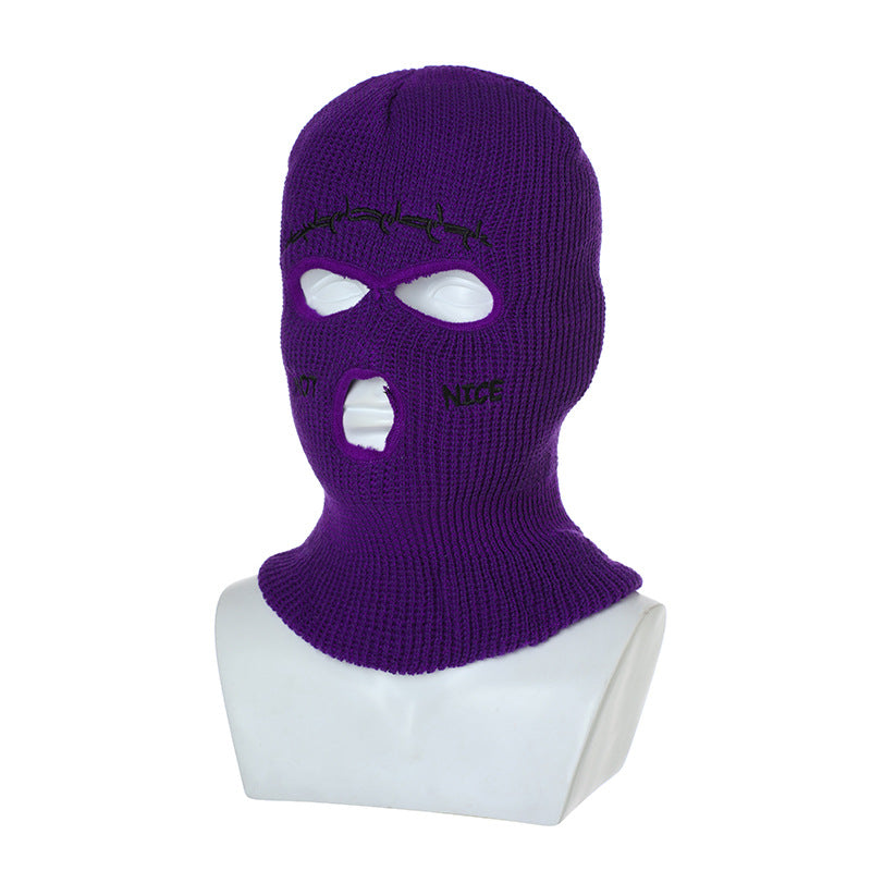 Retro Hip-hop Fun Knitted Warm Ear Protection Mask Headgear - 2361