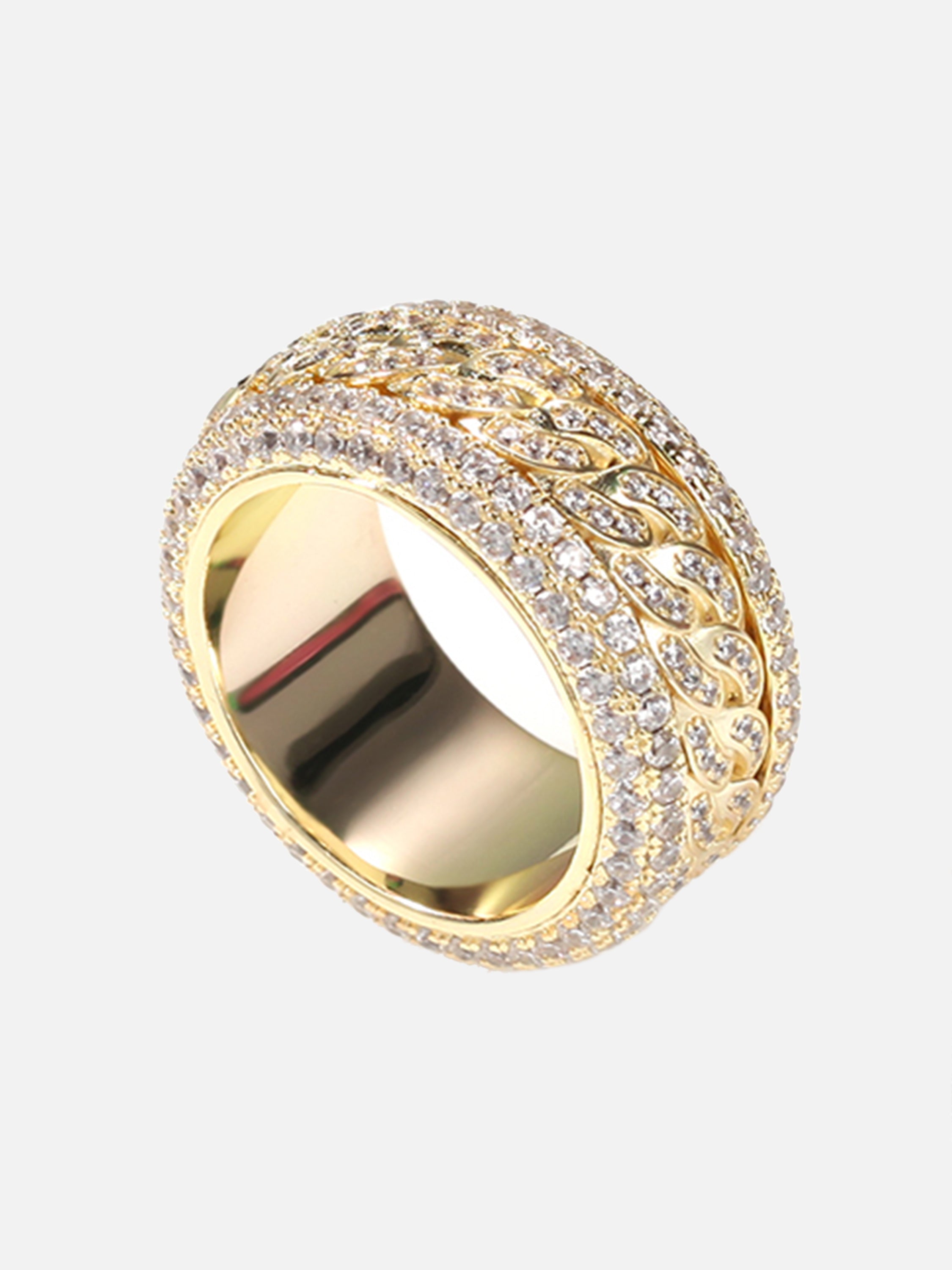 Full Diamond Spinnable Cuban Ring - 23102