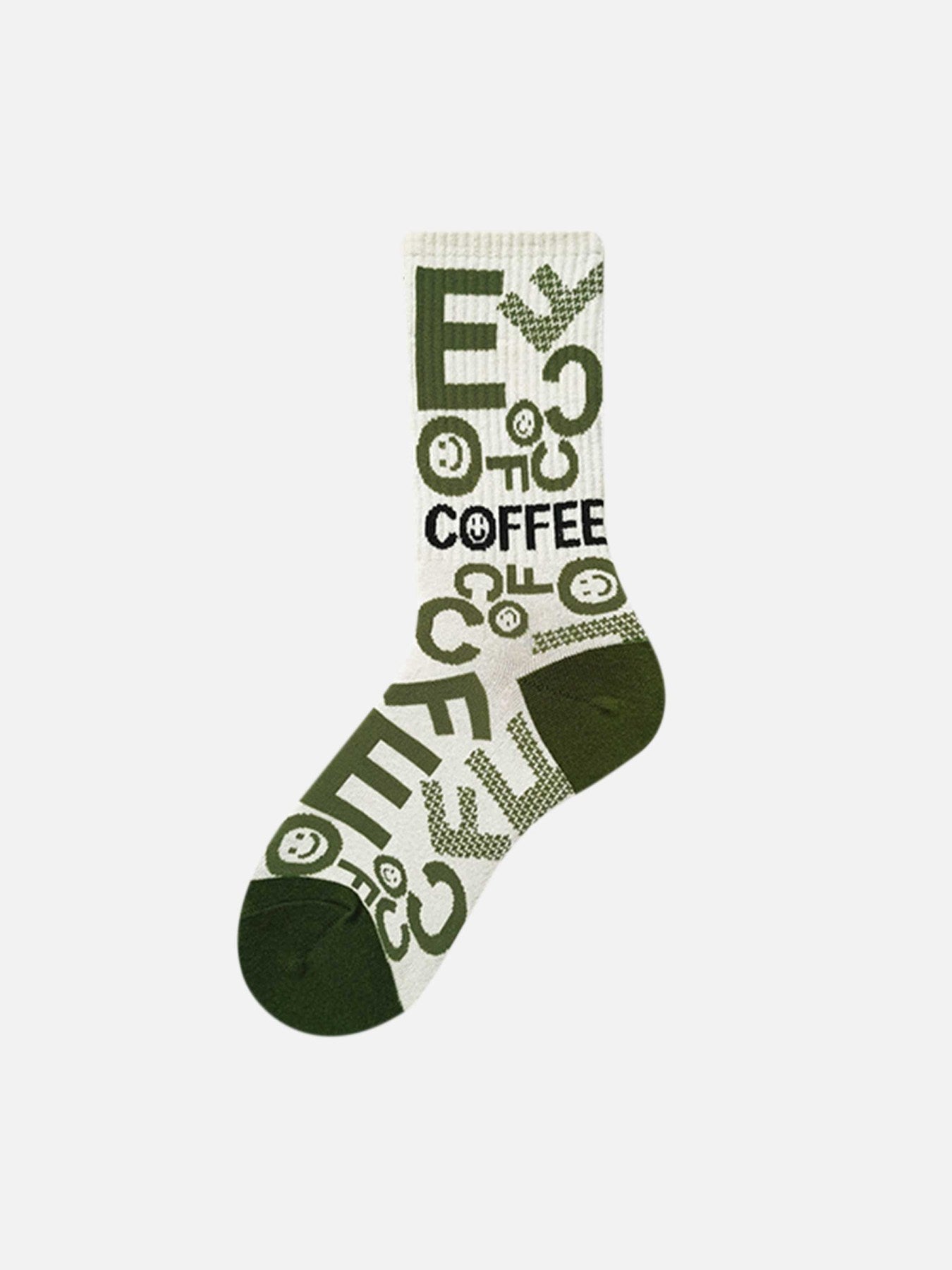 Thousand Birds Check Smiley Face Mid-calf Cotton Socks - 2372