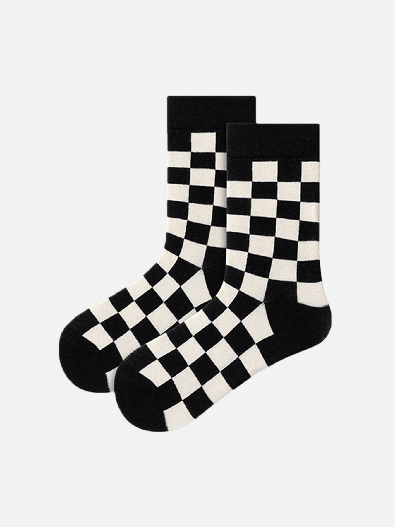 American Black And White Checkerboard Mid-calf Socks - 2369