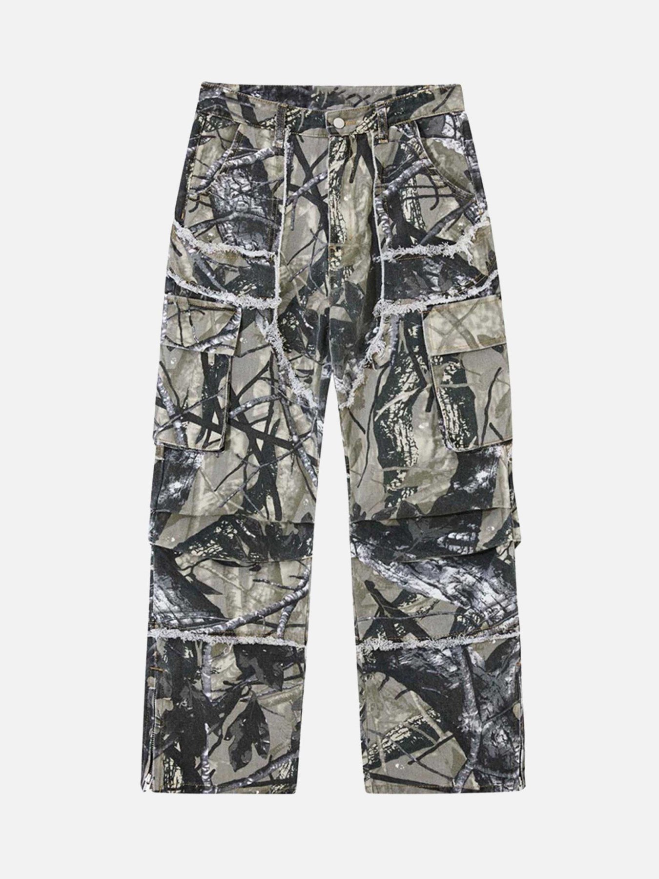 Jungle Camouflage Leaf Loose Fit Straight Leg Pants - 23153