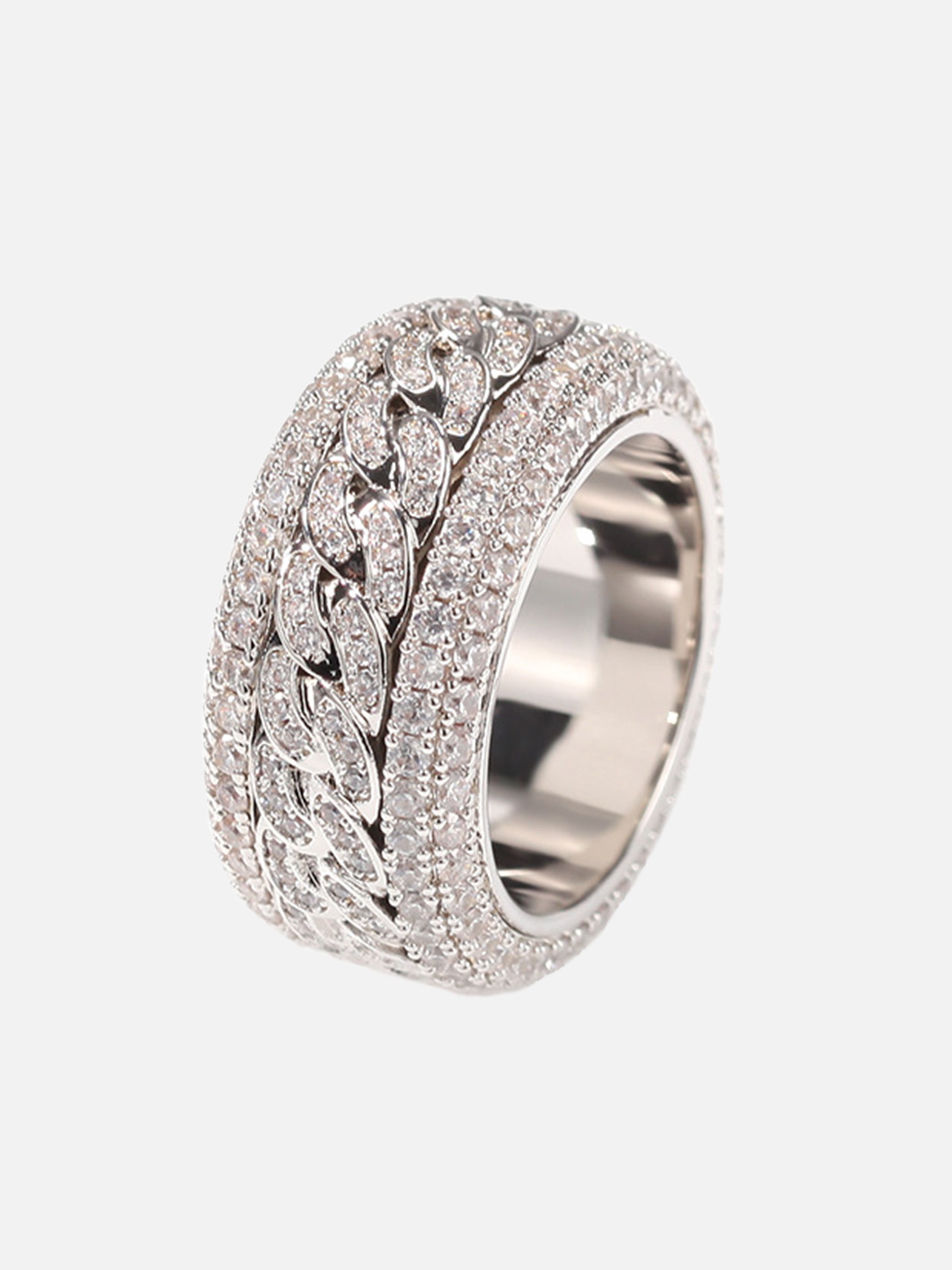 Full Diamond Spinnable Cuban Ring - 23102