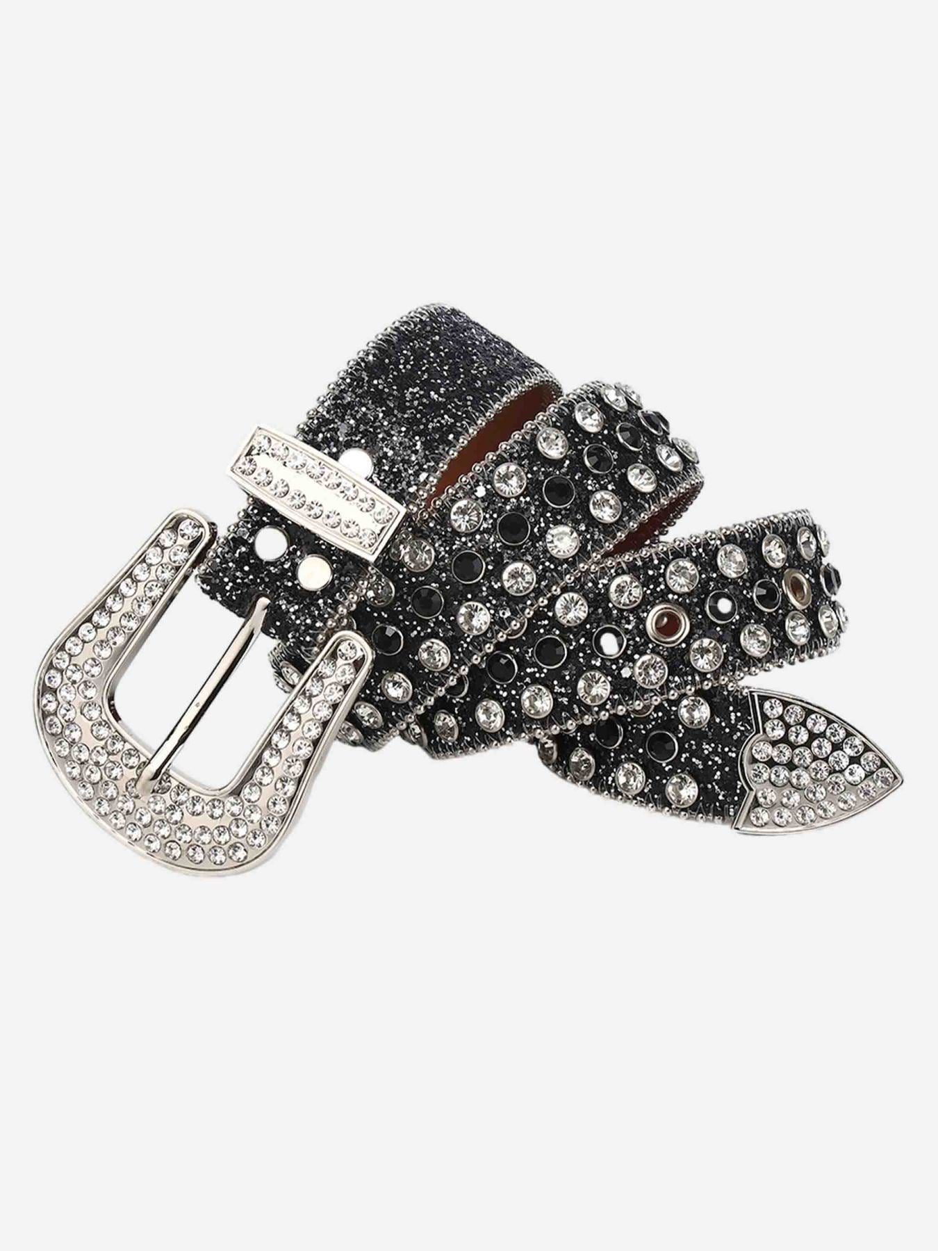 Studded Rhinestone Hip Hop Belt - 2347