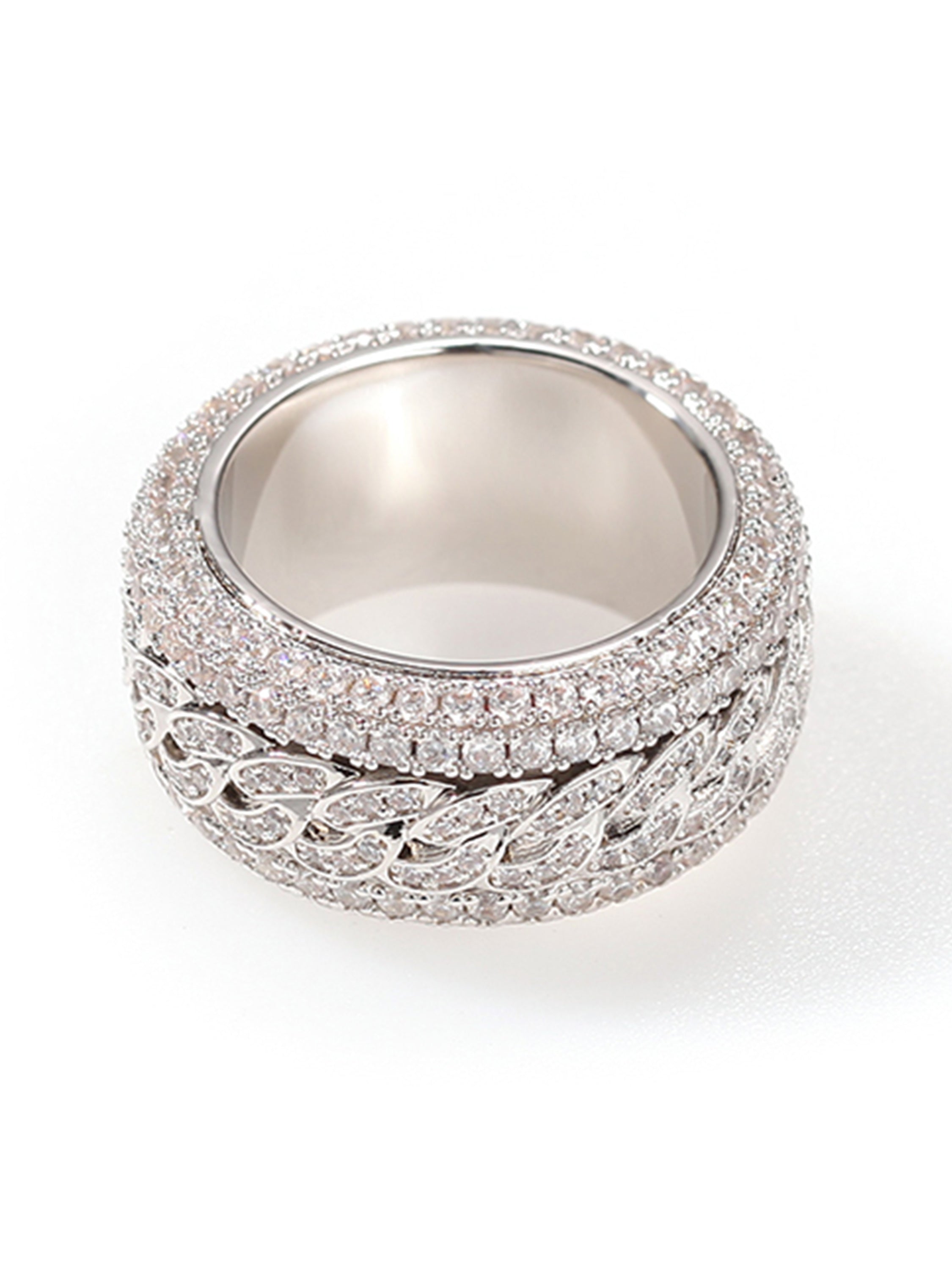 Full Diamond Spinnable Cuban Ring - 23102