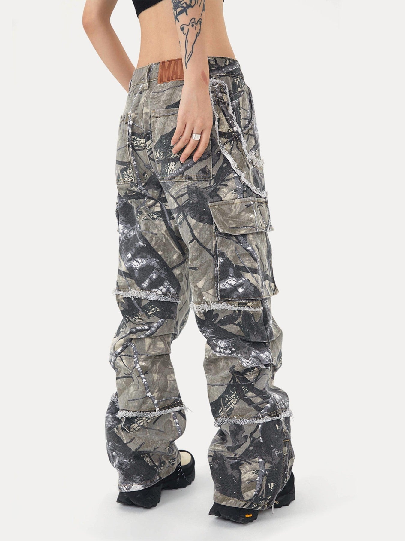 Jungle Camouflage Leaf Loose Fit Straight Leg Pants - 23153